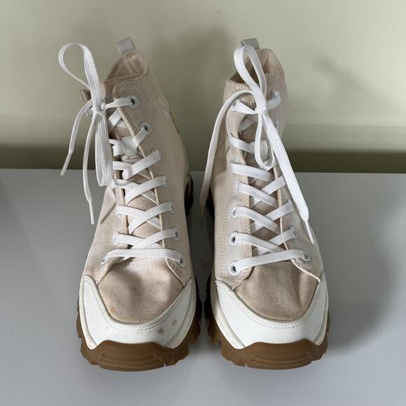 Skechers Shoes Womens Size 8.5 White Canvas High Top Lug Gum Sole Chunky 177243 - Picture 5 of 10